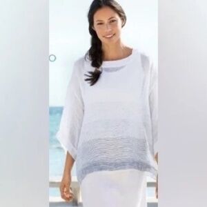 J. McLaughlin 100 % Linen Ombre Stripe Tunic kimono  blouse size M/L